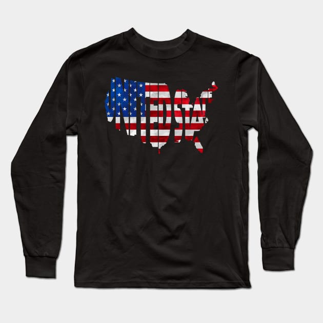 United States of America Typo Map Long Sleeve T-Shirt by inspirowl